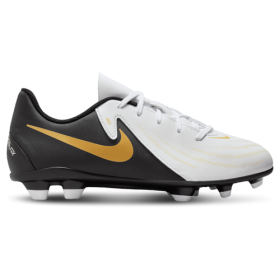 Nike Boys Nike Jr Phantom GX II Club FG/MG - Boys' Grade School Soccer Shoes Black/White/Metallic Gold Coin Size 5.5