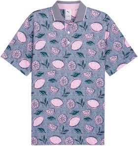 PUMA X AP Pink Lemonade Men's Golf Polo - Arnold Palmer Collection - Blue, Size: Small