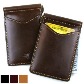 Palm West Leather Money Clip Dark Brown