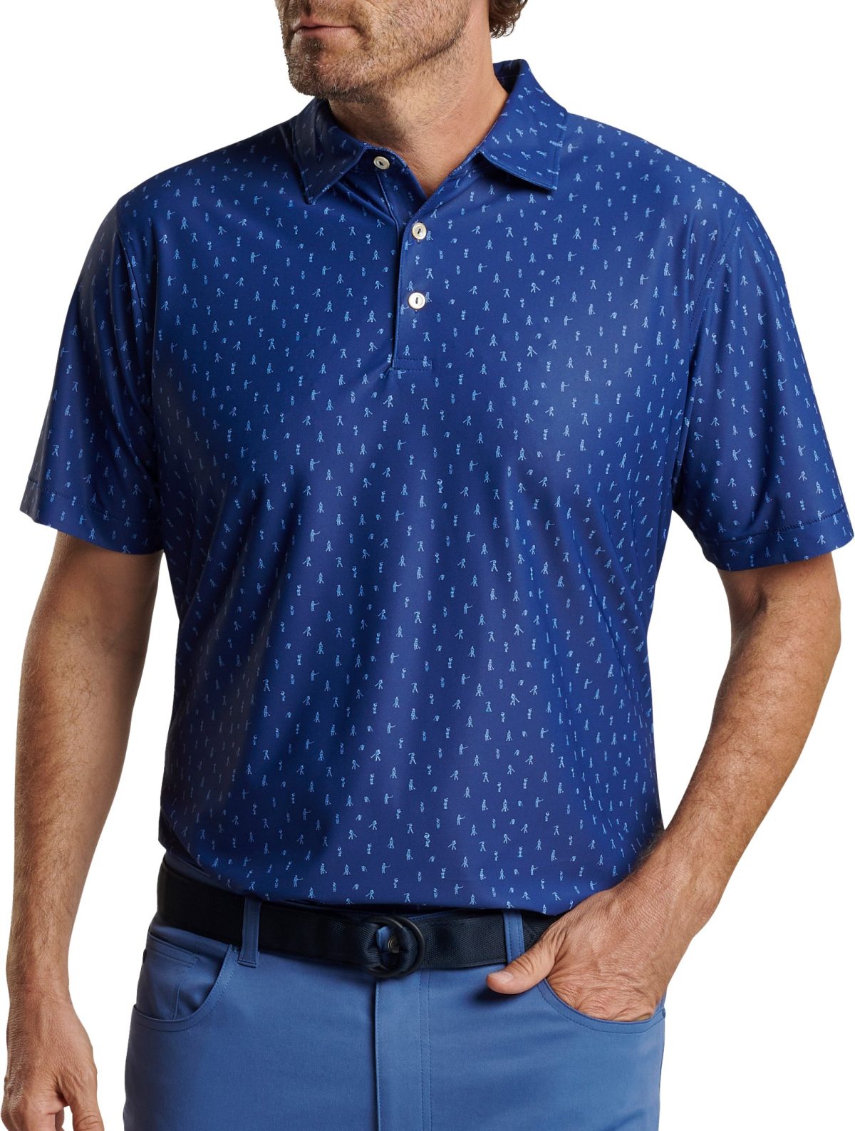 Peter Millar Fairway Par-Tee Performance Mesh Men's Golf Polo - Blue, Size: Small