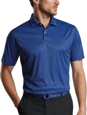 Peter Millar Featherweight Performance Crown Check Men's Golf Polo - Blue, Size: Small