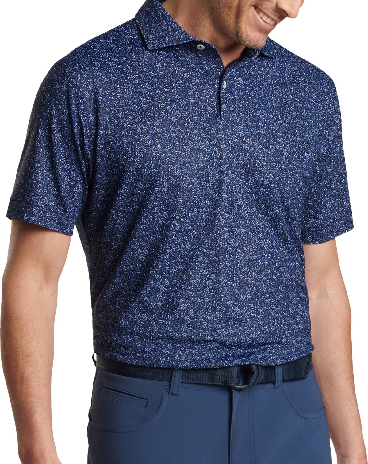 Peter Millar Infusions Performance Jersey Men's Golf Polo - Blue, Size: Large