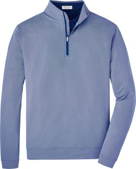 Peter Millar Perth Birdseye Performance Quarter-Zip Men's Golf Pullover - Blue, Size: Large