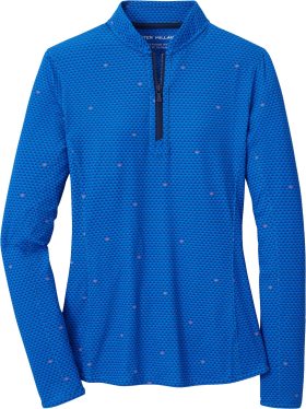 Peter Millar Womens First Light Lightweight Long Sleeve Golf Sun Shirt - Blue, Size: Small