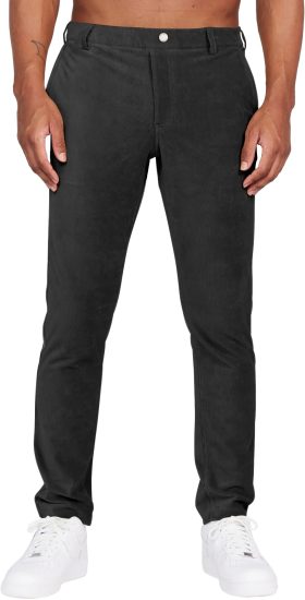 REDVANLY Collins Corduroy Pull-On Trouser Men's Golf Pants - Black, Size: Medium (32-35)