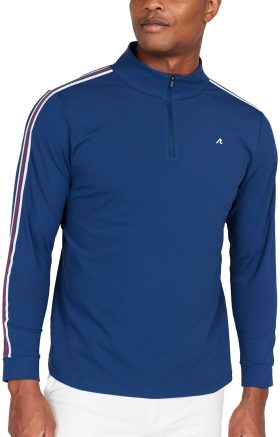 REDVANLY Oslo Quarter Zip Men's Golf Pullover - Blue, Size: Medium