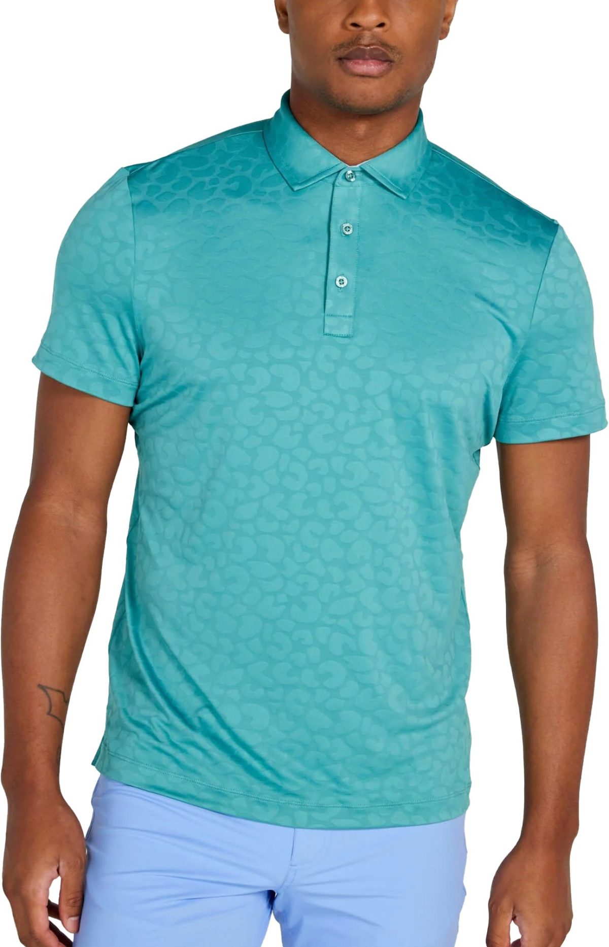 REDVANLY Sanborn Jacquard Men's Golf Polo - Green, Size: Medium