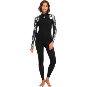 Roxy 3/2mm Elite XT ST Printed Chest-Zip GBS Wetsuit - Women's True Black Black Flowers, 4