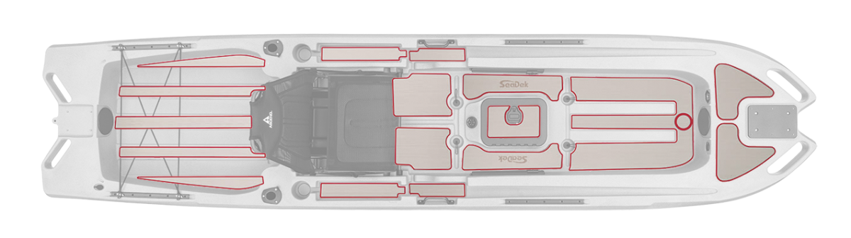 SeaDek 6mm Flooring Kit for the Ascend 133x Tournament Kayak - Cool Gray/Ruby Red