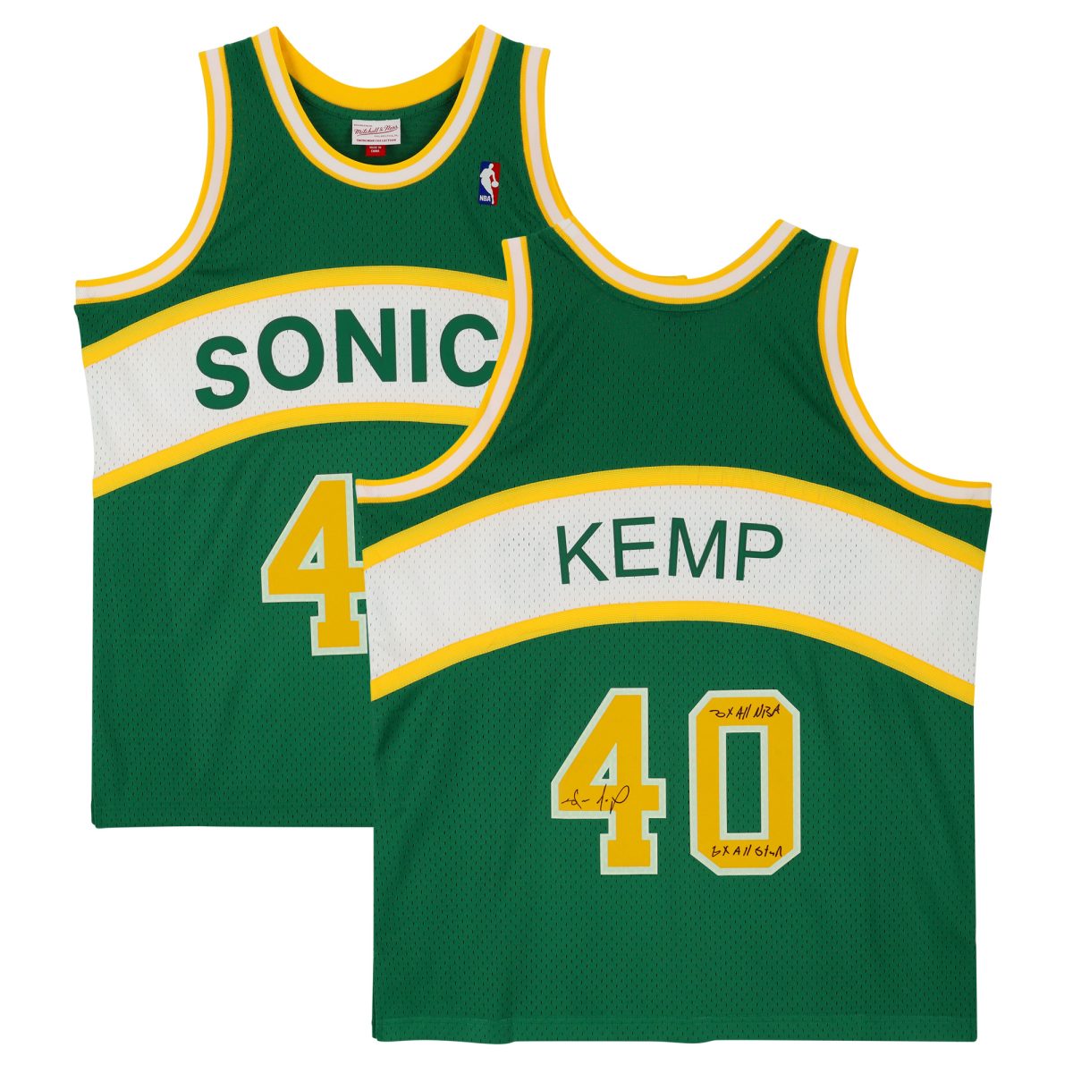 Shawn Kemp Seattle Supersonics Autographed Mitchell & Ness 1994-95 Swingman Hardwood Classics Replica #40 Jersey with "3X All NBA" and " 6X All Star" Inscriptions