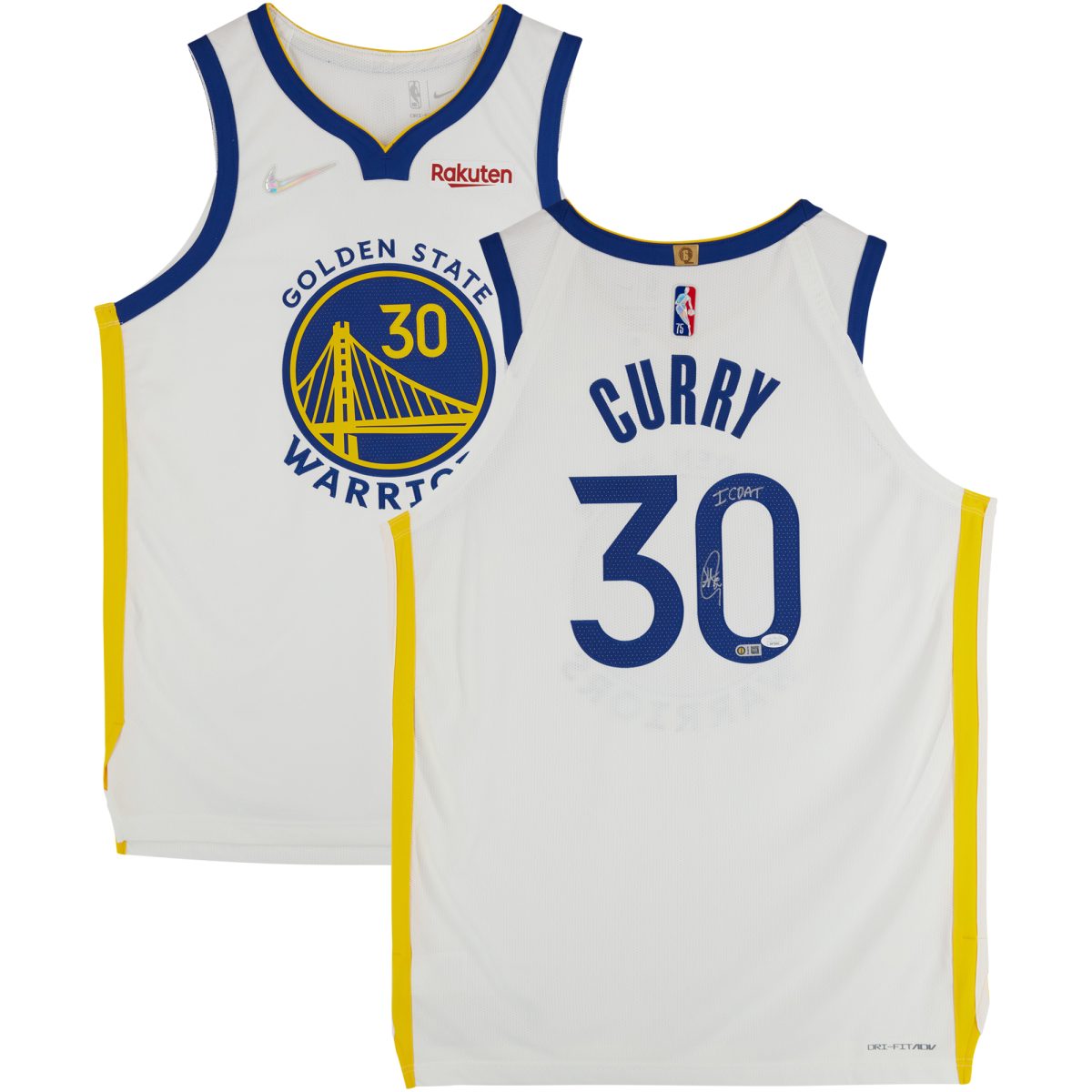 Stephen Curry Golden State Warriors Autographed White Nike Association Authentic Jersey with "ICDAT" Inscription - JSA