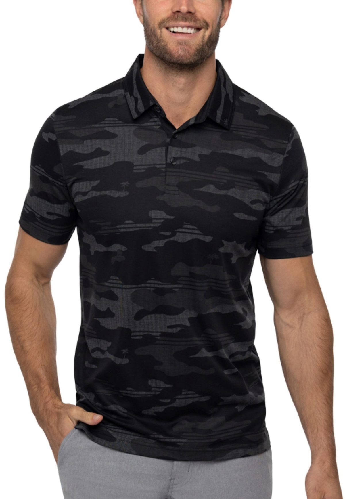 TravisMathew Beachside Stealth Men's Golf Polo No Logo - Black, Size: Medium