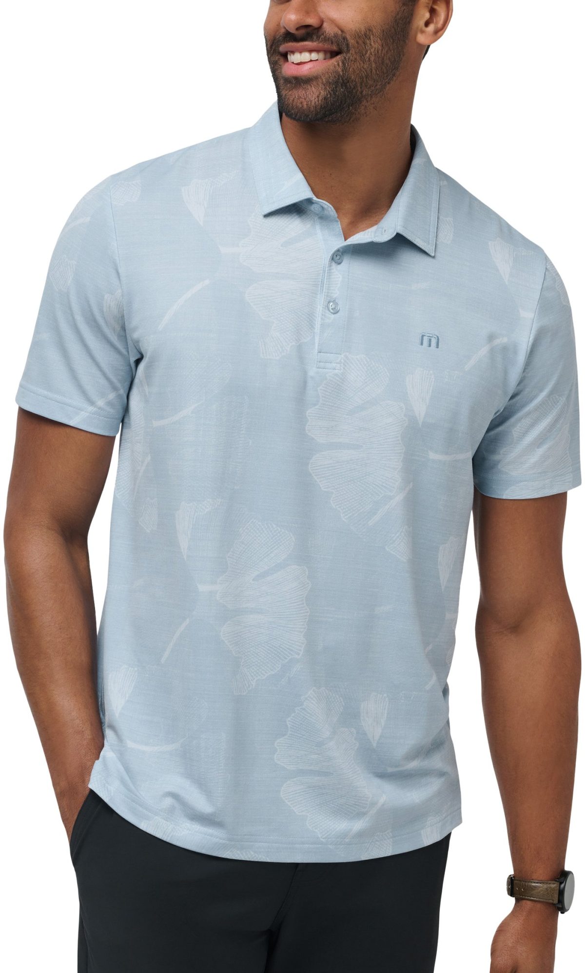 TravisMathew Featherweight Mist Men's Golf Polo - Blue, Size: Small