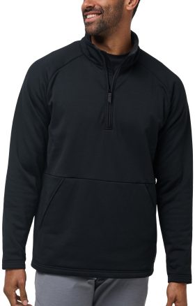 TravisMathew Quest Polar Fleece Quarter Zip Men's Golf Pullover - Black, Size: Small