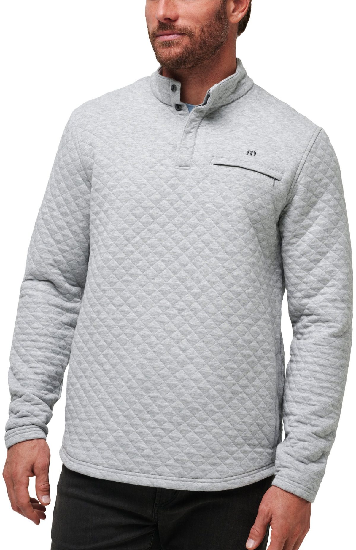 TravisMathew Transatlantic Men's Golf Pullover - Grey, Size: Small