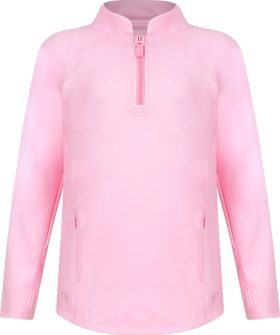 Turtles & Tees Junior Girls Rowan Quarter Zip Golf Pullover - Pink, Size: Large (10/12)