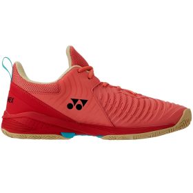 Yonex Men's Power Cushion Sonicage 3 Tennis Shoes (Coral Red)