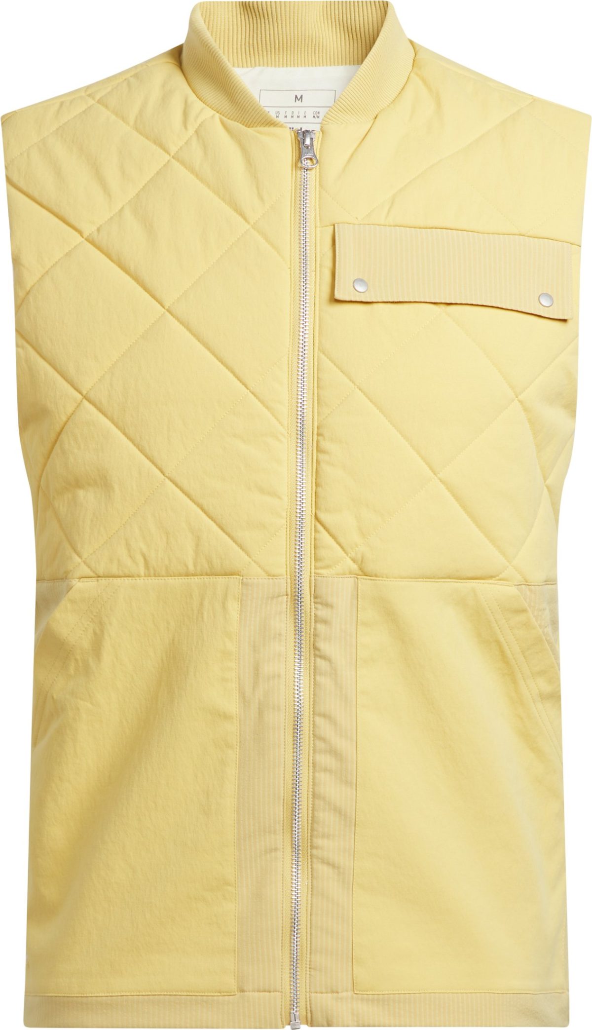 adidas Go-To Quilted DWR Full-Zip Men's Golf Vest - Yellow, Size: Medium