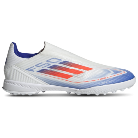 adidas Mens adidas F50 League Laceless Turf - Mens Soccer Shoes White/Solar Red/Lucid Blue Size 9.5