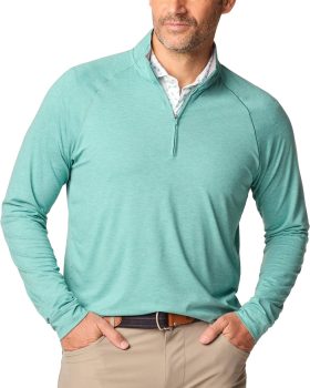 johnnie-O Freeborn PREP-FORMANCE 1/4 Zip Men's Golf Pullover - Green, Size: X-Large