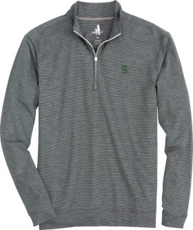 johnnie-O Michigan State Spartans Vaughn Striped PREP-FORMANCE 1/4 Zip Men's Golf Pullover - Black, Size: Small