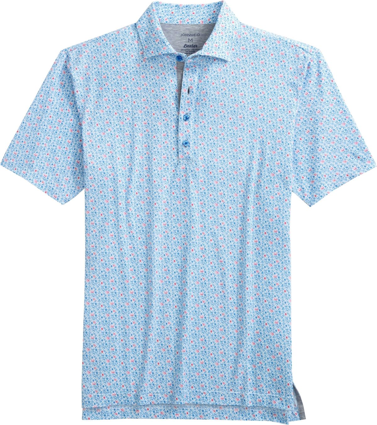 johnnie-O The Grill Master Linxter Cotton Performance Men's Golf Polo - Blue, Size: X-Large