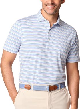 johnnie-O Tyson Striped Jersey Performance Men's Golf Polo - Blue, Size: Medium