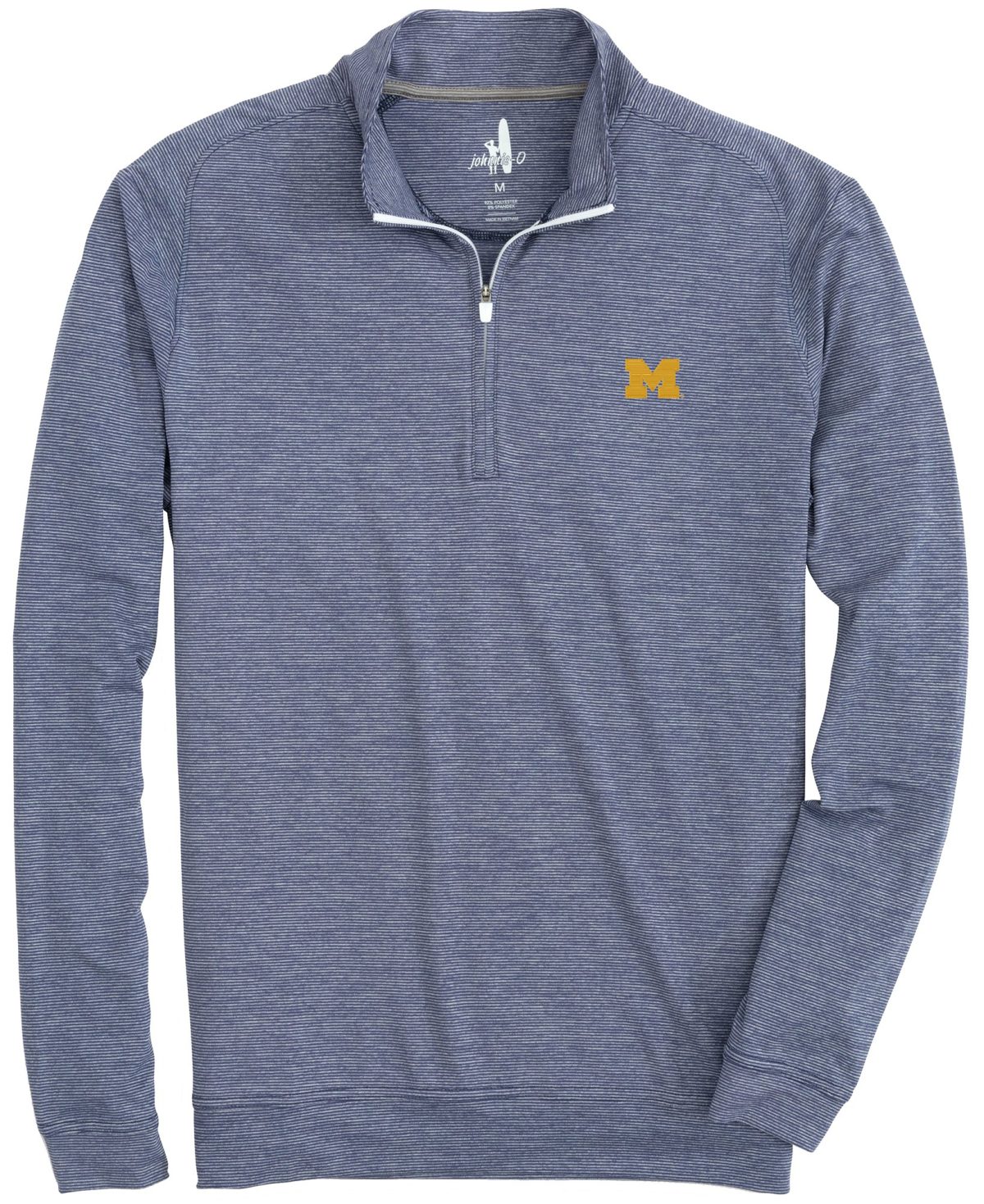 johnnie-O University of Michigan Vaughn Striped PREP-FORMANCE 1/4 Zip Men's Golf Pullover - Blue, Size: Medium