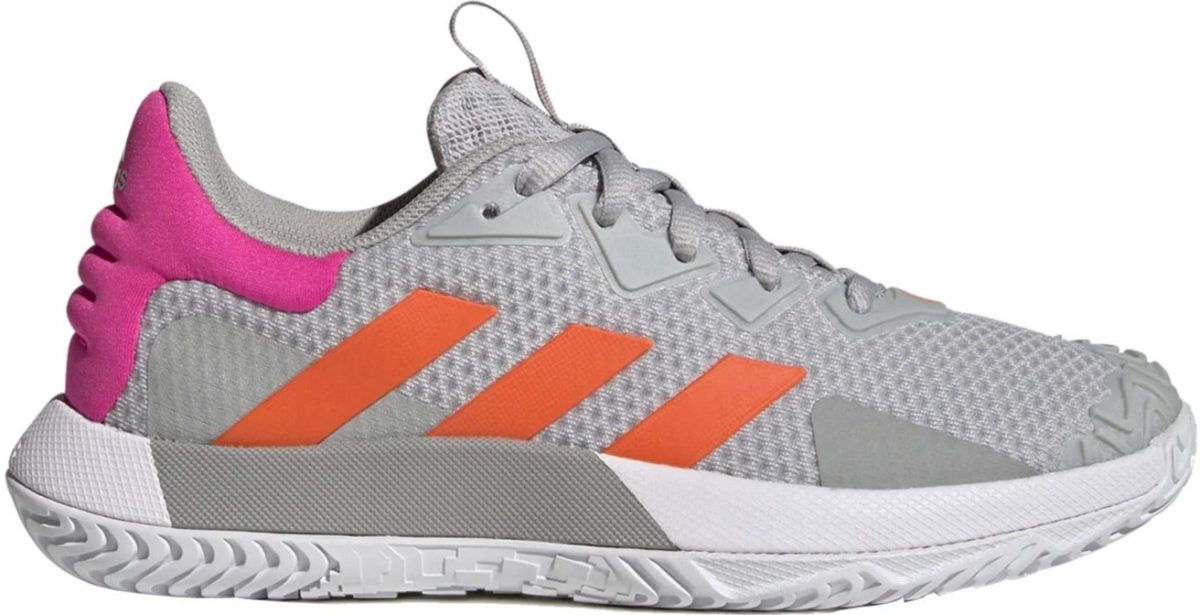 Adidas Women's SoleMatch Control Tennis Shoes (Grey Two/Solar Orange/Team Shock Pink)