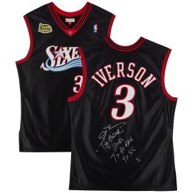 Allen Iverson Philadelphia 76ers Autographed Mitchell & Ness Black 2000-01 Authentic Jersey with Multiple Inscriptions - Limited Edition #4/4