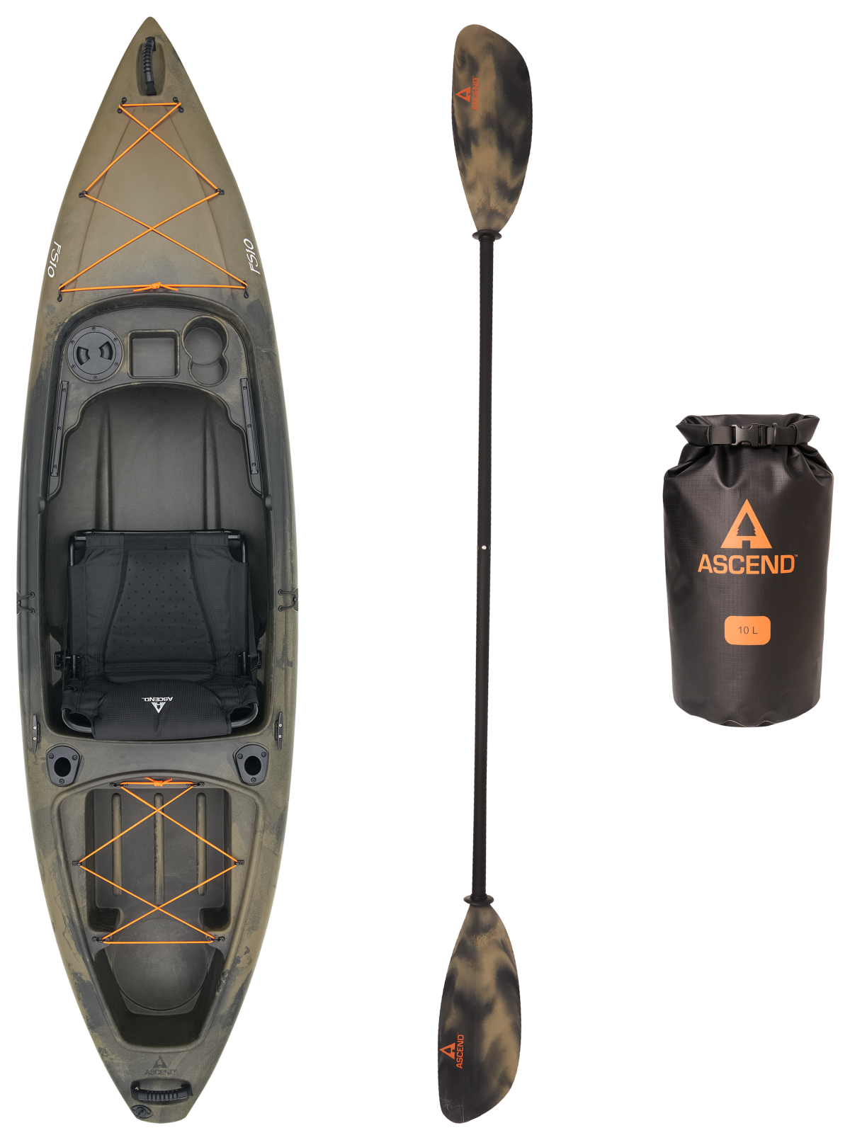 Ascend FS10 Sit-In Angler Camo Kayak Package