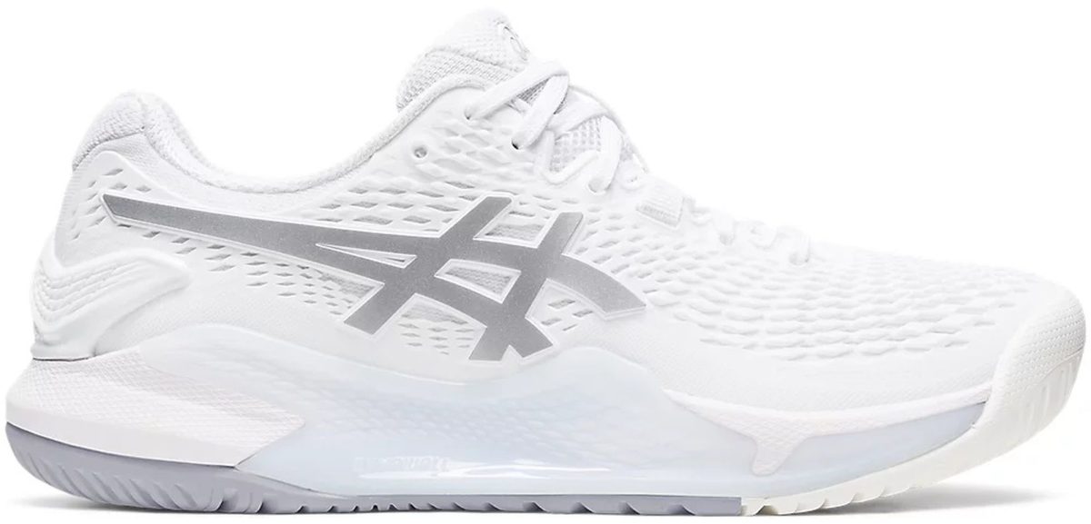 Asics Women's Gel-Resolution 9 Tennis Shoes (White/Pure Silver)