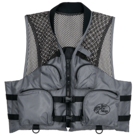 Bass Pro Shops Deluxe Mesh Fishing Life Jacket with Front Pockets - Silver/Grey - 3XL