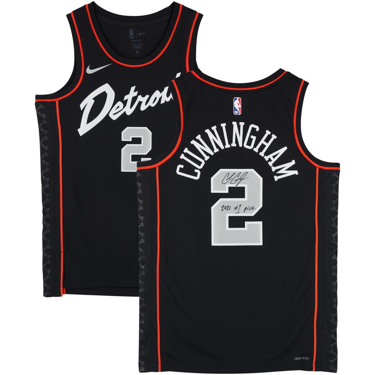 Cade Cunningham Detroit Pistons Autographed Nike Black 2023-24 City Swingman Jersey with "2021 #1 Pick" Inscription