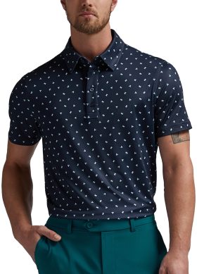 G/FORE Geometric Floral Tech Jersey Men's Golf Polo - Blue, Size: Medium