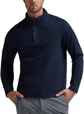 G/FORE Waffle Knit Quarter Zip Men's Golf Pullover - Blue, Size: Medium