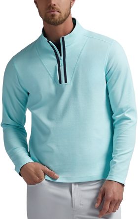 G/FORE Waffle Knit Quarter Zip Men's Golf Pullover - Blue, Size: Medium