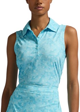 G/FORE Womens Icon Camo Silky Tech Nylon Sleeveless Golf Polo - Blue, Size: X-Small