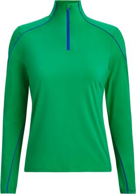 G/FORE Womens Sun Shield Silky Tech Nylon Quarter Zip Layer Golf Top - Green, Size: Large