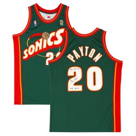 Gary Payton Seattle Supersonics Autographed Mitchell & Ness 1995-96 Hardwood Classics Authentic #20 Jersey with "HOF 2013" and "NBA Top 75" Inscriptions