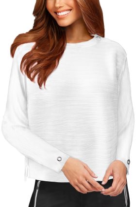 Jamie Sadock Womens Crunchy Boast Neck Long Sleeve Golf Top - White, Size: Small