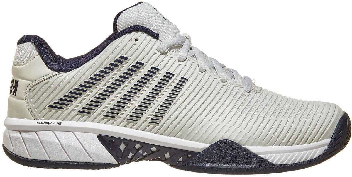 K-Swiss Men's Hypercourt Express 2 Tennis Shoes (Vaporous Gray/White/Peacoat)