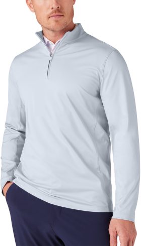 Mizzen+Main Keeton Quarter Zip Men's Golf Pullover - Sky Heather - Blue, Size: XXL