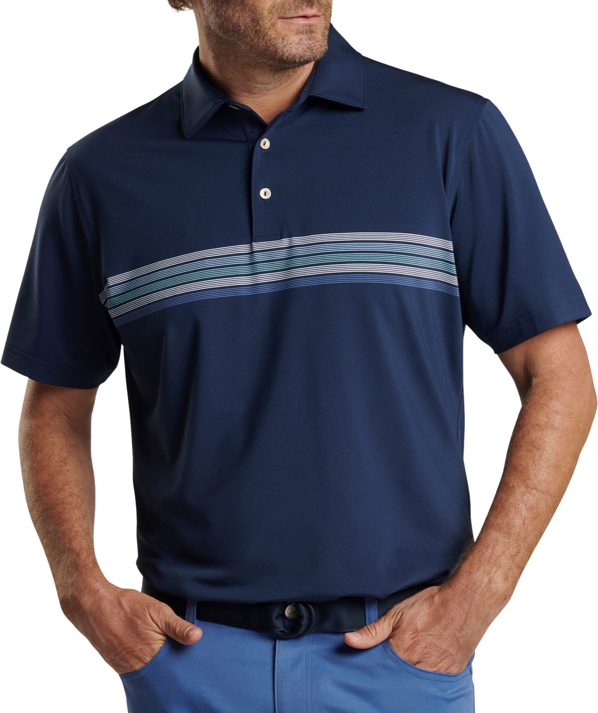 Peter Millar Archer Performance Jersey Men's Golf Polo - Blue, Size: Small