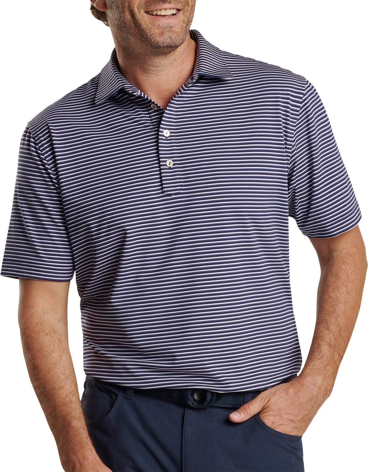 Peter Millar Chatham Performance Jersey Men's Golf Polo - Blue, Size: Small