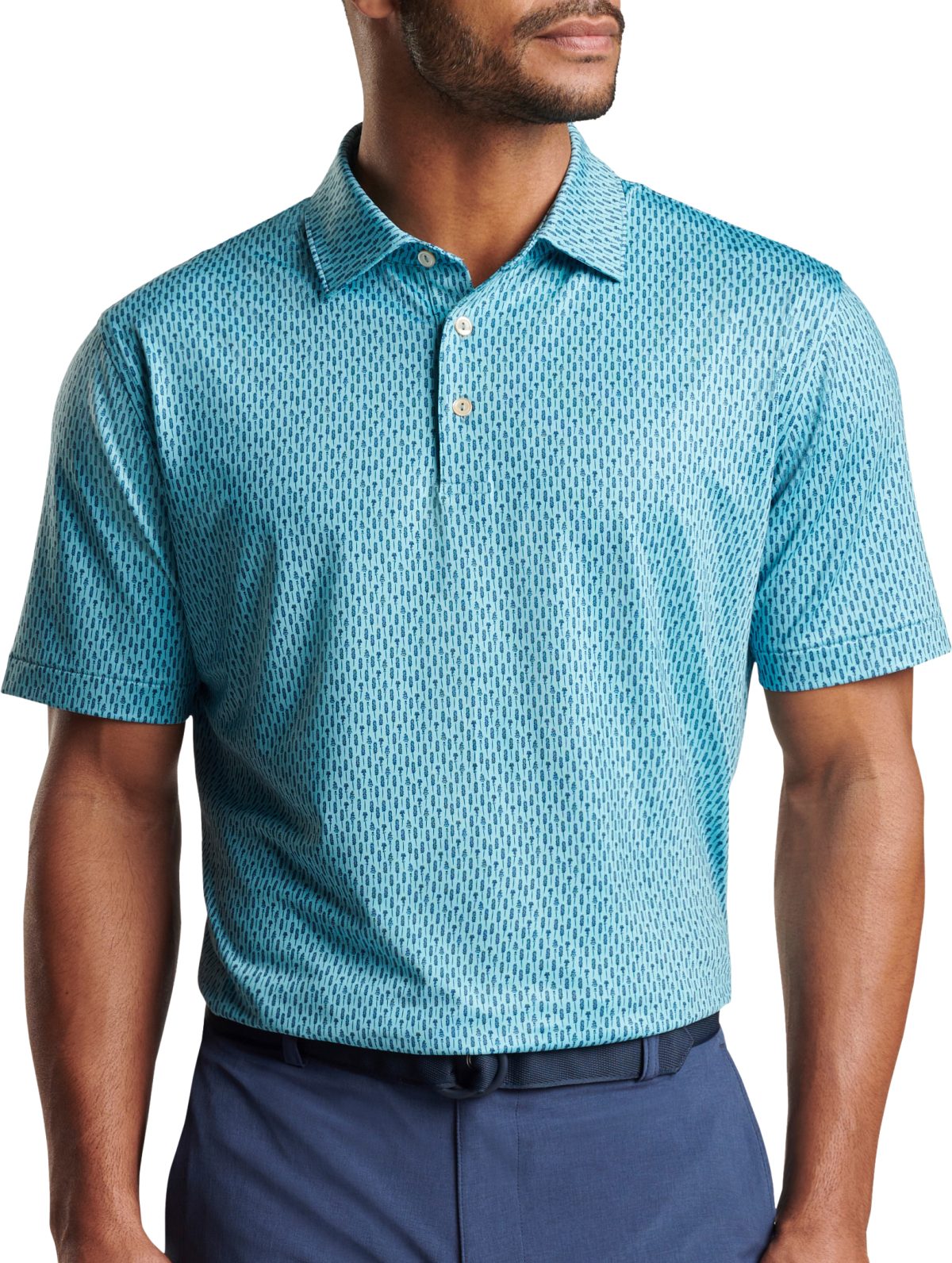 Peter Millar Lavender Fields Performance Jersey Men's Golf Polo - Blue, Size: Small