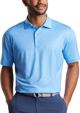 Peter Millar North Star Performance Jersey Men's Golf Polo - Blue, Size: Large