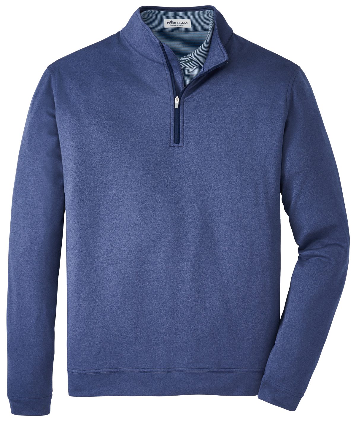 Peter Millar Perth Melange Performance Quarter-Zip Men's Golf Pullovers - Blue, Size: Small