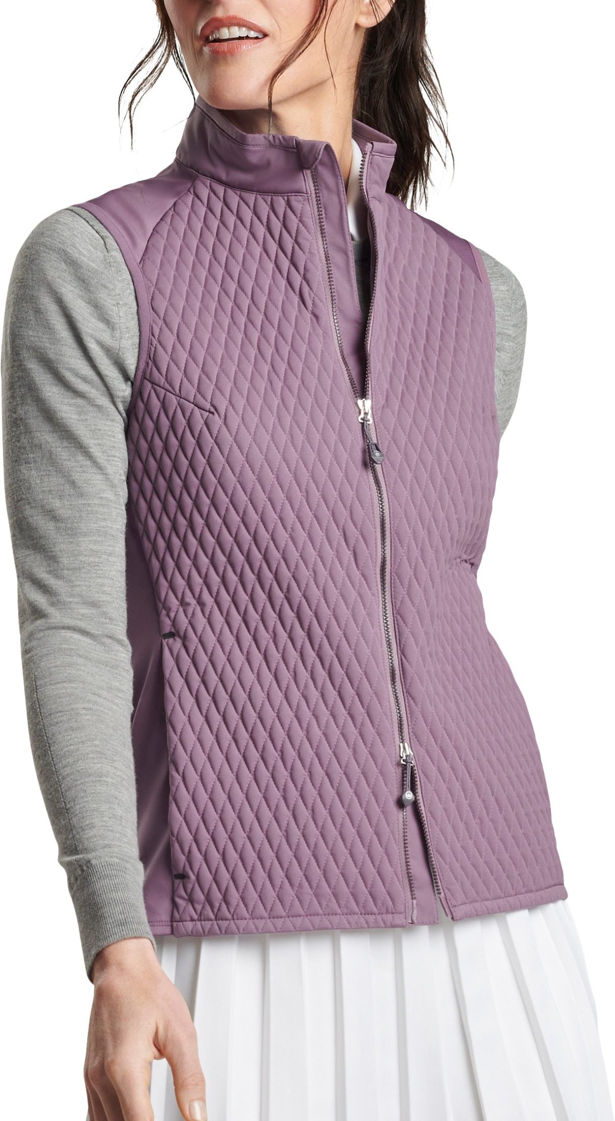 Peter Millar Womens Fuse Mini Diamond Quilt Hybrid Golf Vest - Purple, Size: Small