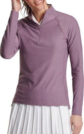 Peter Millar Womens Melange Raglan-Sleeve Perth Layer Golf Pullover - Purple, Size: Small